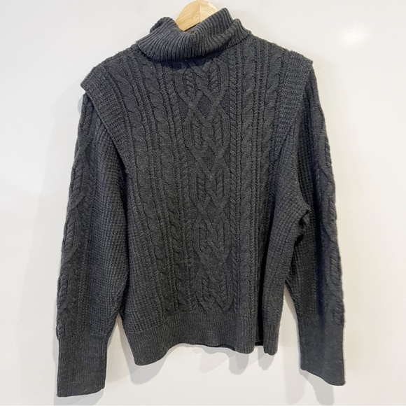 Skull Cashmere Turtleneck Cable Knit Ruffle Sweater - Picture 2 of 9